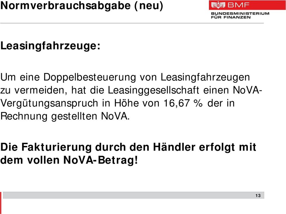 NoVA- Vergütungsanspruch in Höhe von 16,67 % der in Rechnung gestellten