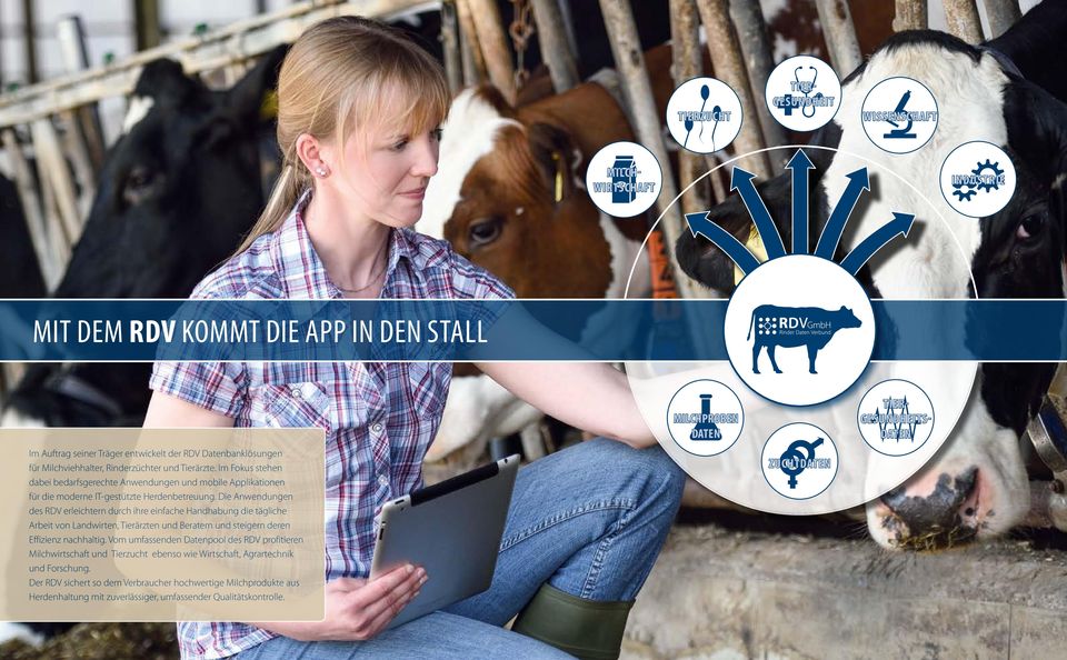 Die Anwendungen des RDV erleichtern durch ihre einfache Handhabung die tägliche Arbeit von Landwirten, Tierärzten und Beratern und steigern deren Effizienz nachhaltig.