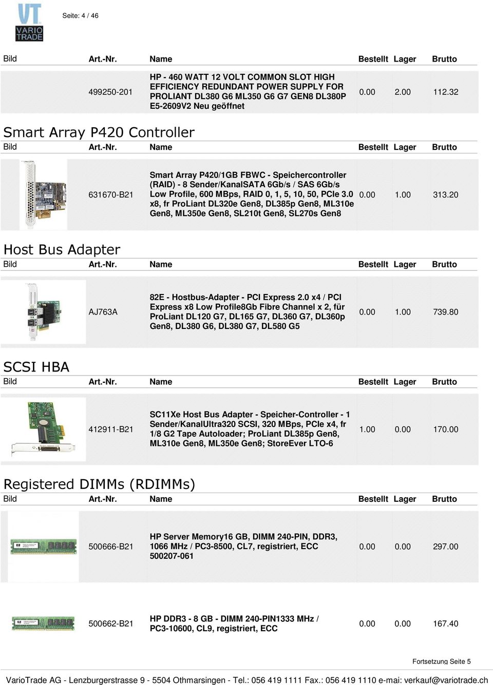0 x8, fr ProLiant DL320e Gen8, DL385p Gen8, ML310e Gen8, ML350e Gen8, SL210t Gen8, SL270s Gen8 0.00 1.00 313.20 Host Bus Adapter AJ763A 82E - Hostbus-Adapter - PCI Express 2.