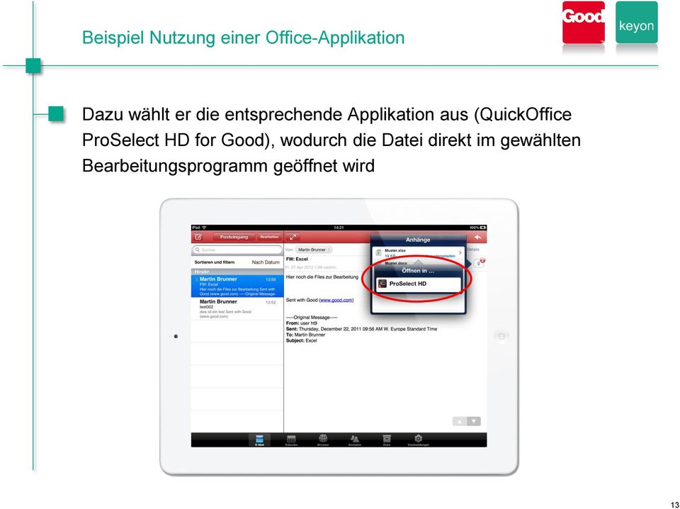 (QuickOffice ProSelect HD for Good), wodurch die