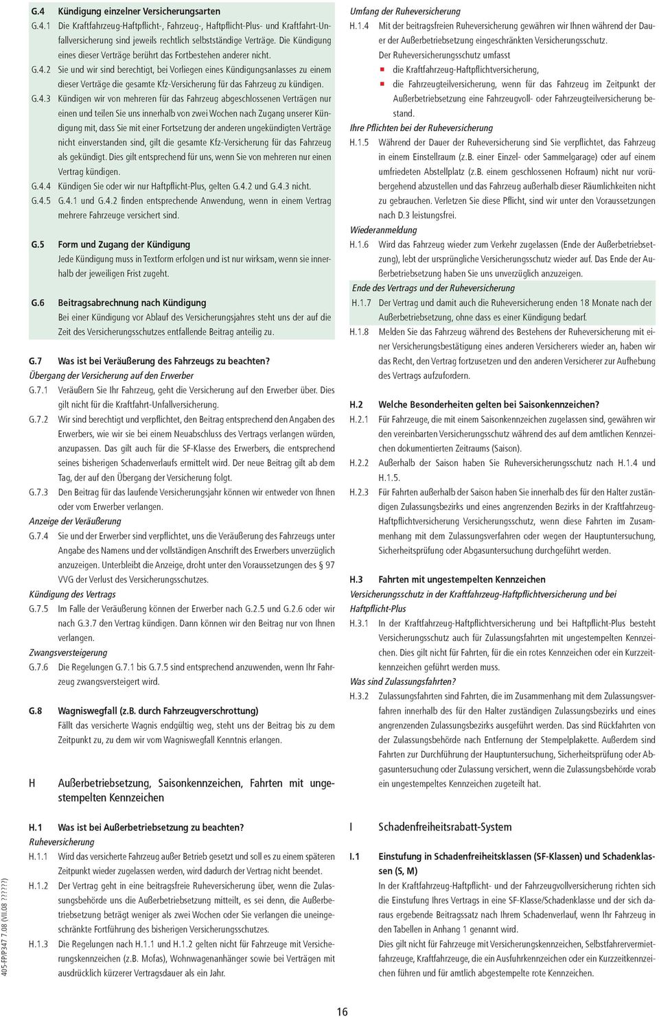 Allgemeine Bedingungen Für Die Kfz Versicherung Der Hdi Gerling
