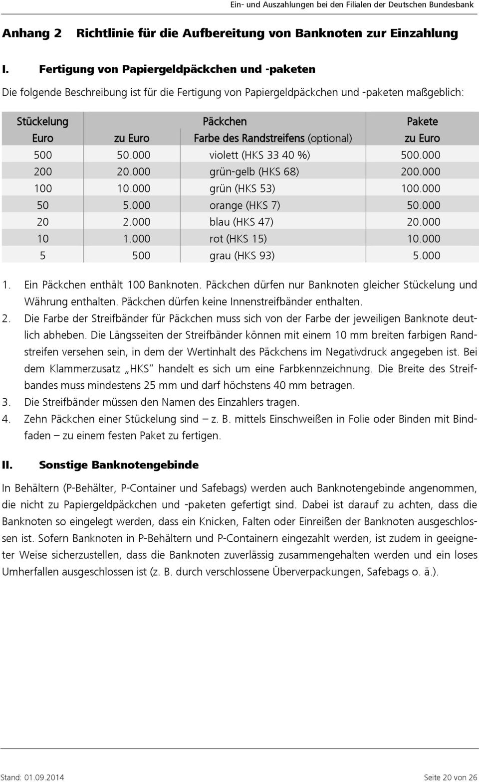 Randstreifens (optional) zu Euro 500 50.000 violett (HKS 33 40 %) 500.000 200 20.000 grün-gelb (HKS 68) 200.000 100 10.000 grün (HKS 53) 100.000 50 5.000 orange (HKS 7) 50.000 20 2.