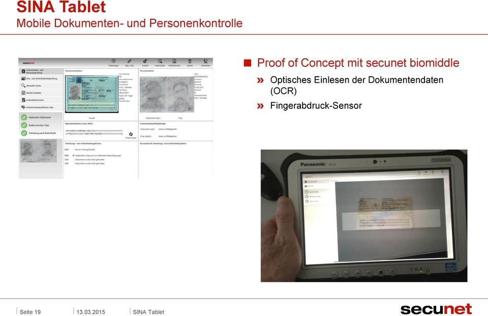 secunet biomiddle Optisches Einlesen