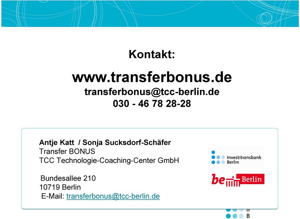 Transfer BONUS TCC Technologie-Coaching-Center GmbH