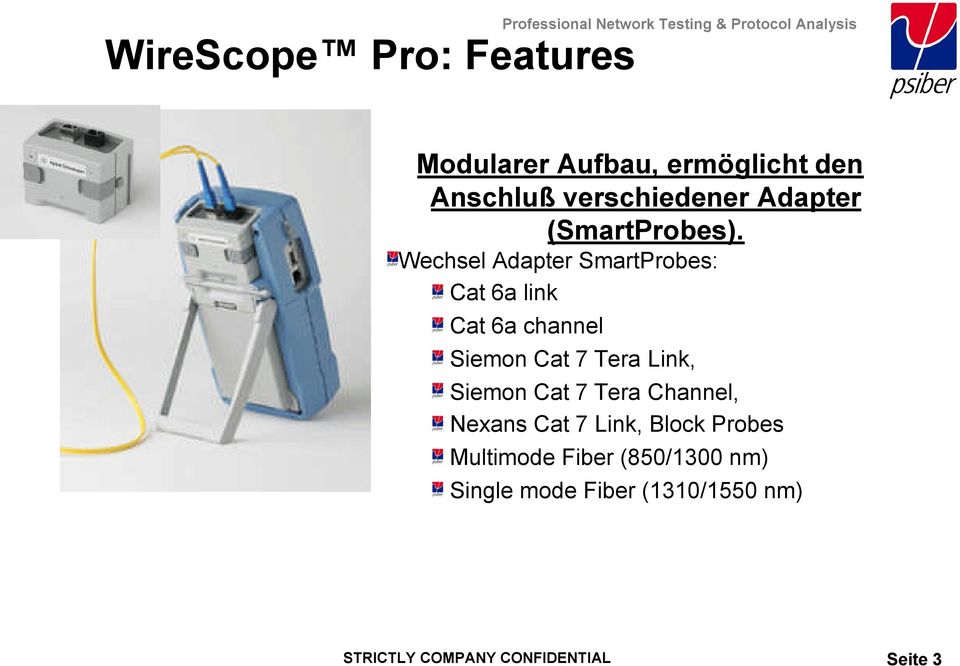 Wechsel Adapter SmartProbes: Cat 6a link Cat 6a channel Siemon Cat 7 Tera Link,