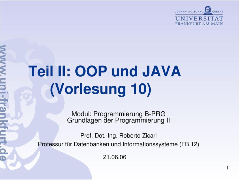Programmierung II Prof. Dot.-Ing.