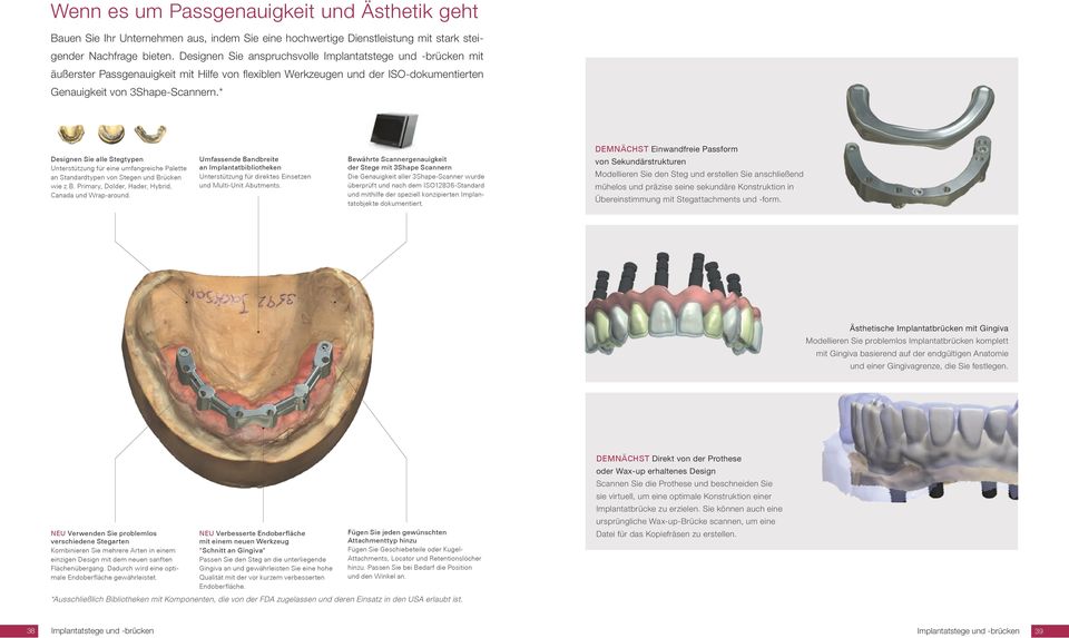 * Designen Sie alle Stegtypen Unterstützung für eine umfangreiche Palette an Standardtypen von Stegen und Brücken wie z.b. Primary, Dolder, Hader, Hybrid, Canada und Wrap-around.