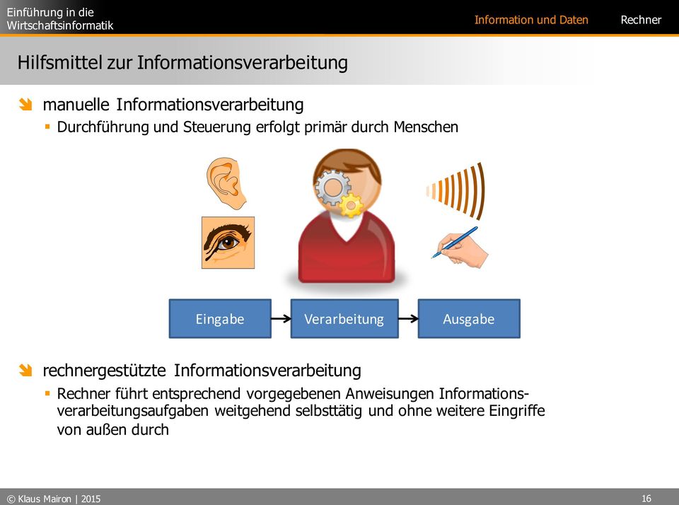 Informationsverarbeitung führt entsprechend vorgegebenen Anweisungen