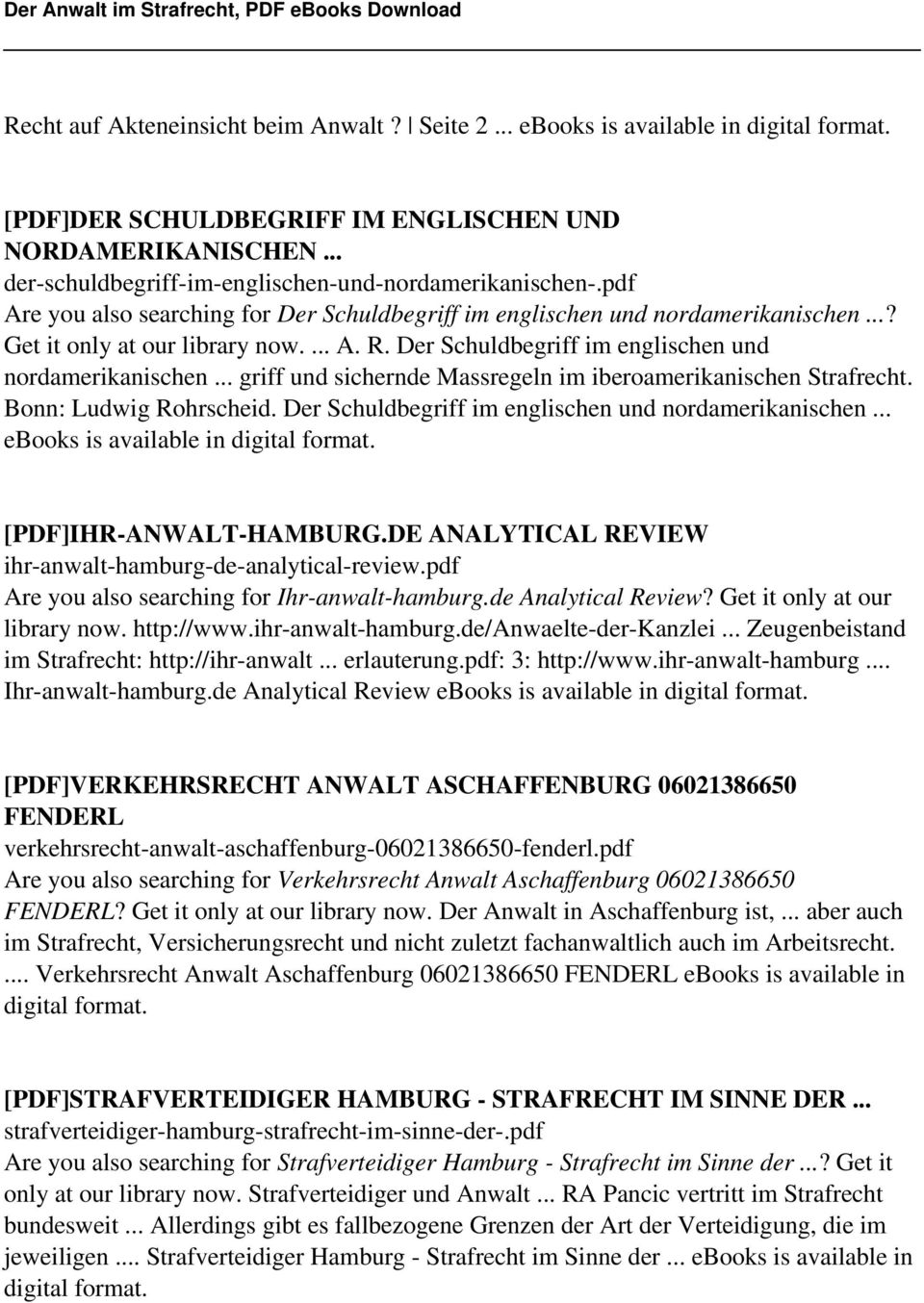 Bonn: Ludwig Rohrscheid. Der Schuldbegriff im englischen und nordamerikanischen... ebooks is [PDF]IHR-ANWALT-HAMBURG.DE ANALYTICAL REVIEW ihr-anwalt-hamburg-de-analytical-review.