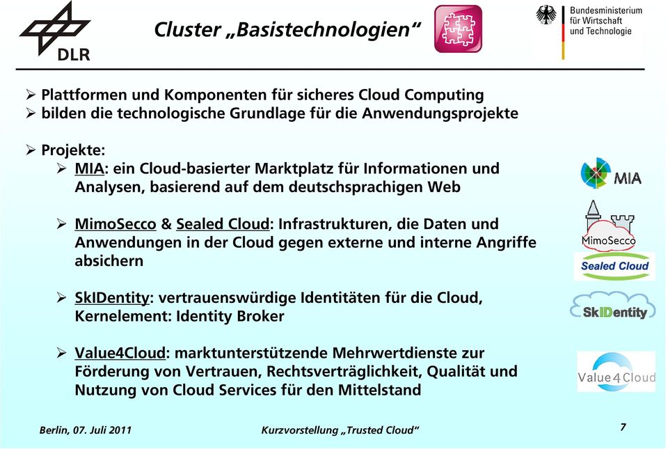 Daten und Anwendungen in der Cloud gegen externe und interne Angriffe absichern SkIDentity: vertrauenswürdige Identitäten für die Cloud, Kernelement: Identity