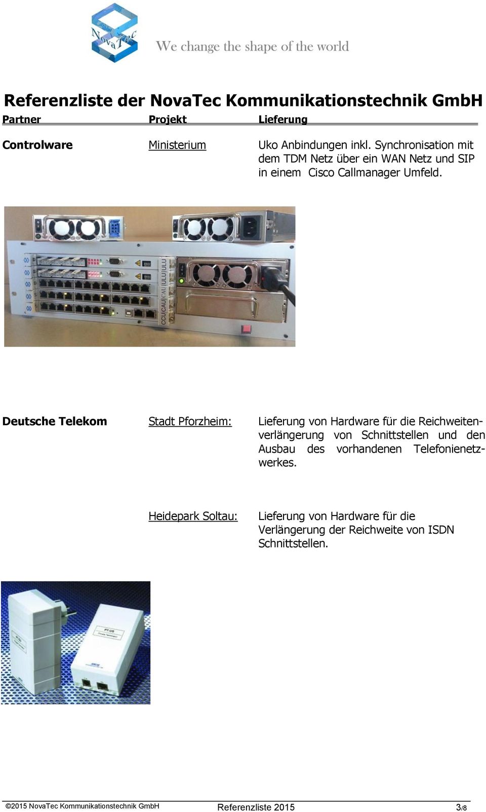 Deutsche Telekom Stadt Pforzheim: Lieferung von Hardware für die Reichweitenverlängerung von Schnittstellen und den