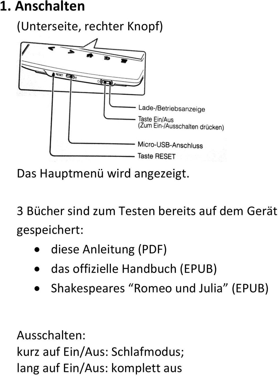 Anleitung (PDF) das offizielle Handbuch (EPUB) Shakespeares Romeo und