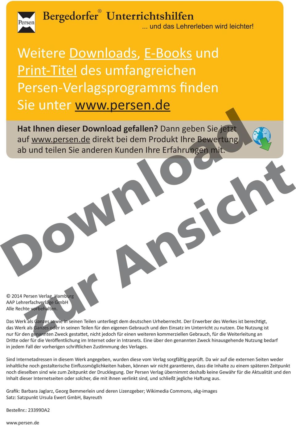 2014 Persen Verlag, Hamburg AAP Lehrerfachverlage age GmbH Alle Rechte vorbehalten. Das Werk als Ganzes sowie in seinen Teilen unterliegt dem deutschen Urheberrecht.