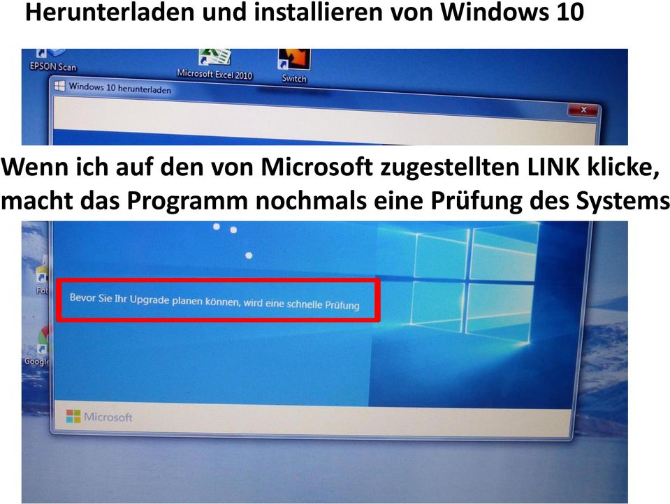 Microsoft zugestellten LINK klicke,