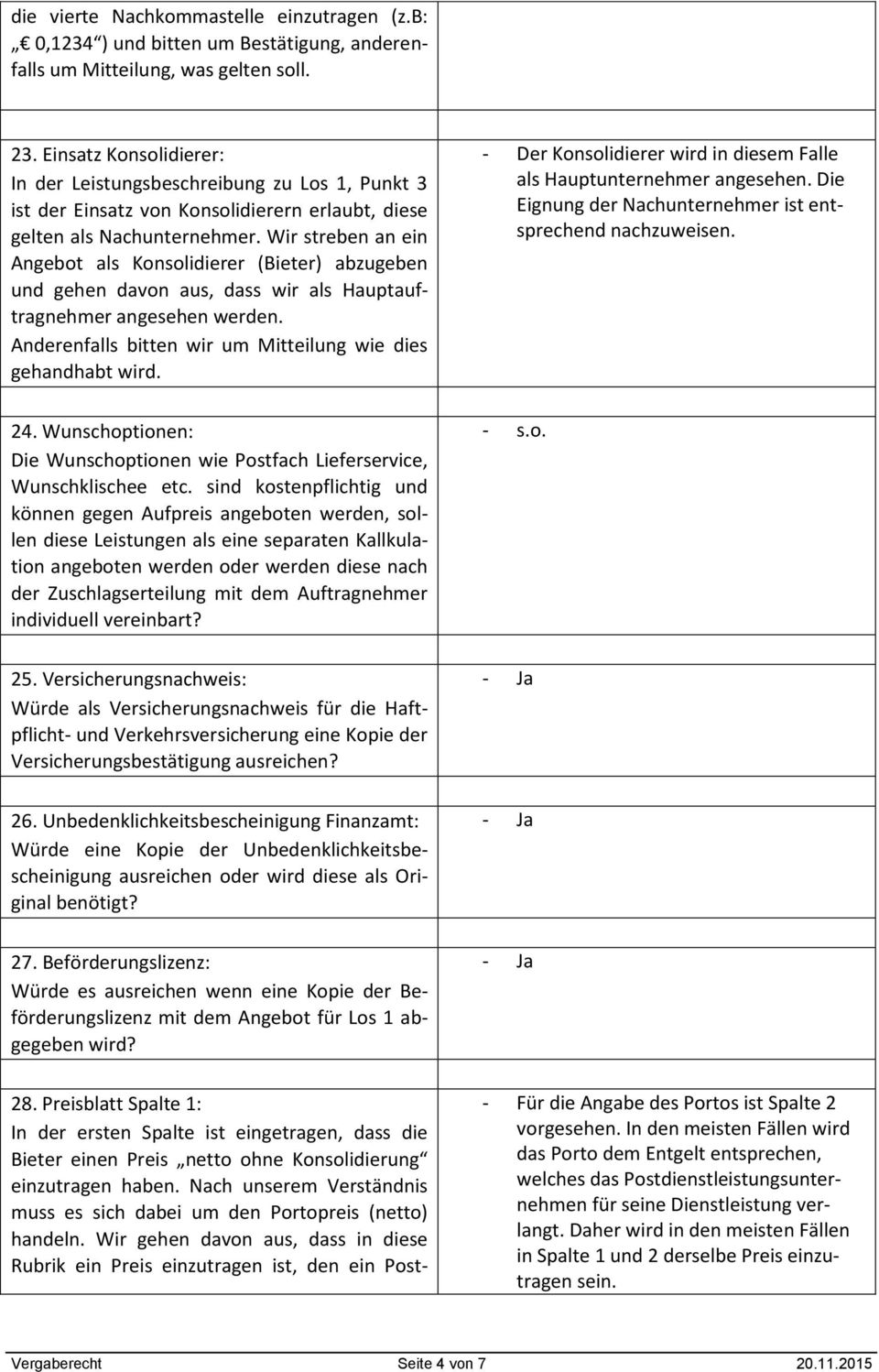 Wir streben an ein Angebot als Konsolidierer (Bieter) abzugeben und gehen davon aus, dass wir als Hauptauftragnehmer angesehen werden. Anderenfalls bitten wir um Mitteilung wie dies gehandhabt wird.