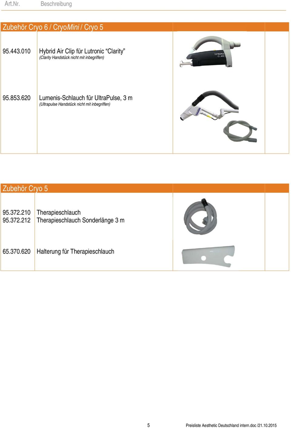 620 Lumenis-Schlauch für UltraPulse, 3 m (Ultrapulse Handstück nicht mit inbegriffen) Zubehör Cryo 5