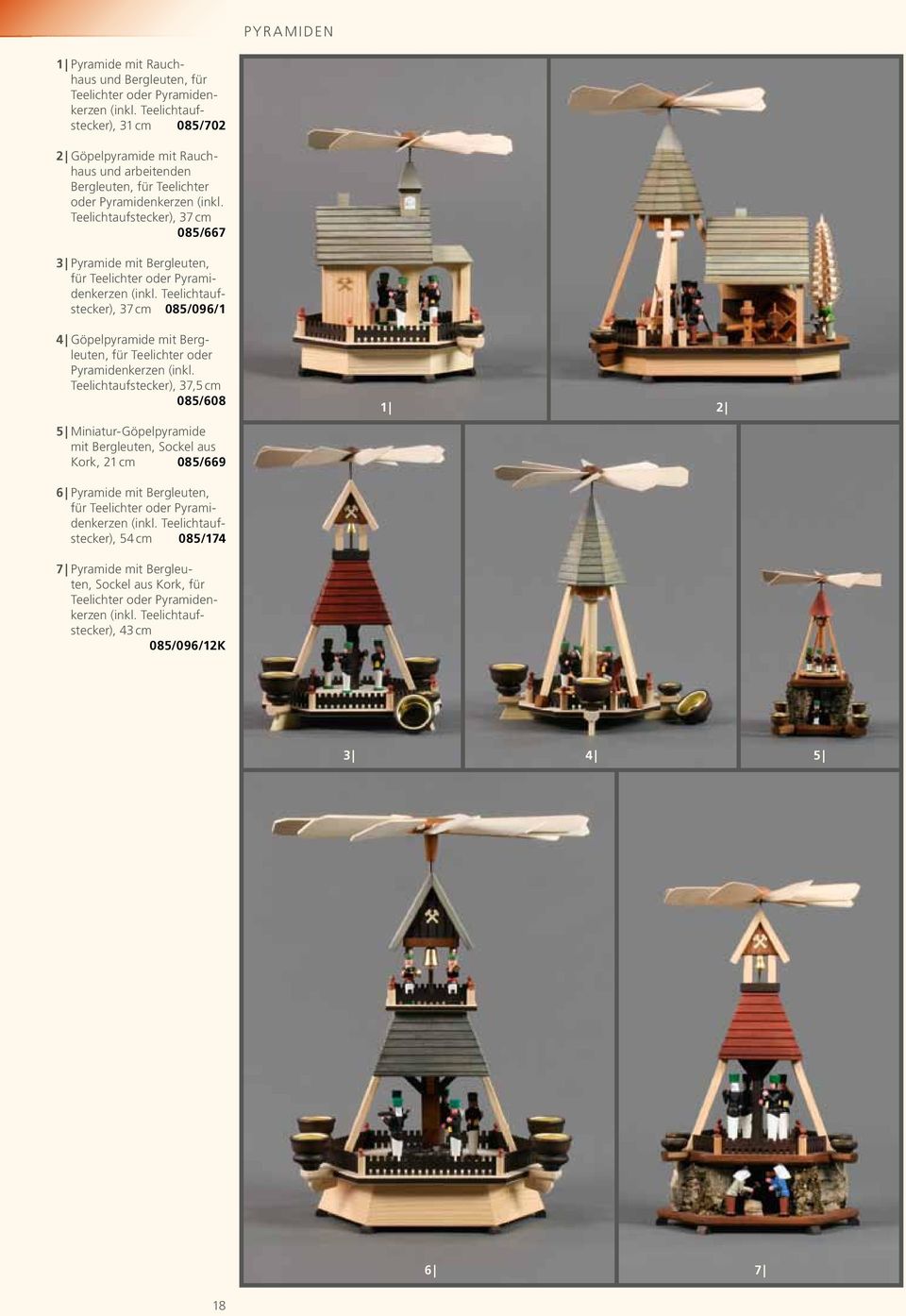 Teelichtaufstecker), 37 cm 085/667 3 Pyramide mit Bergleuten, für Teelichter oder Pyramidenkerzen (inkl.