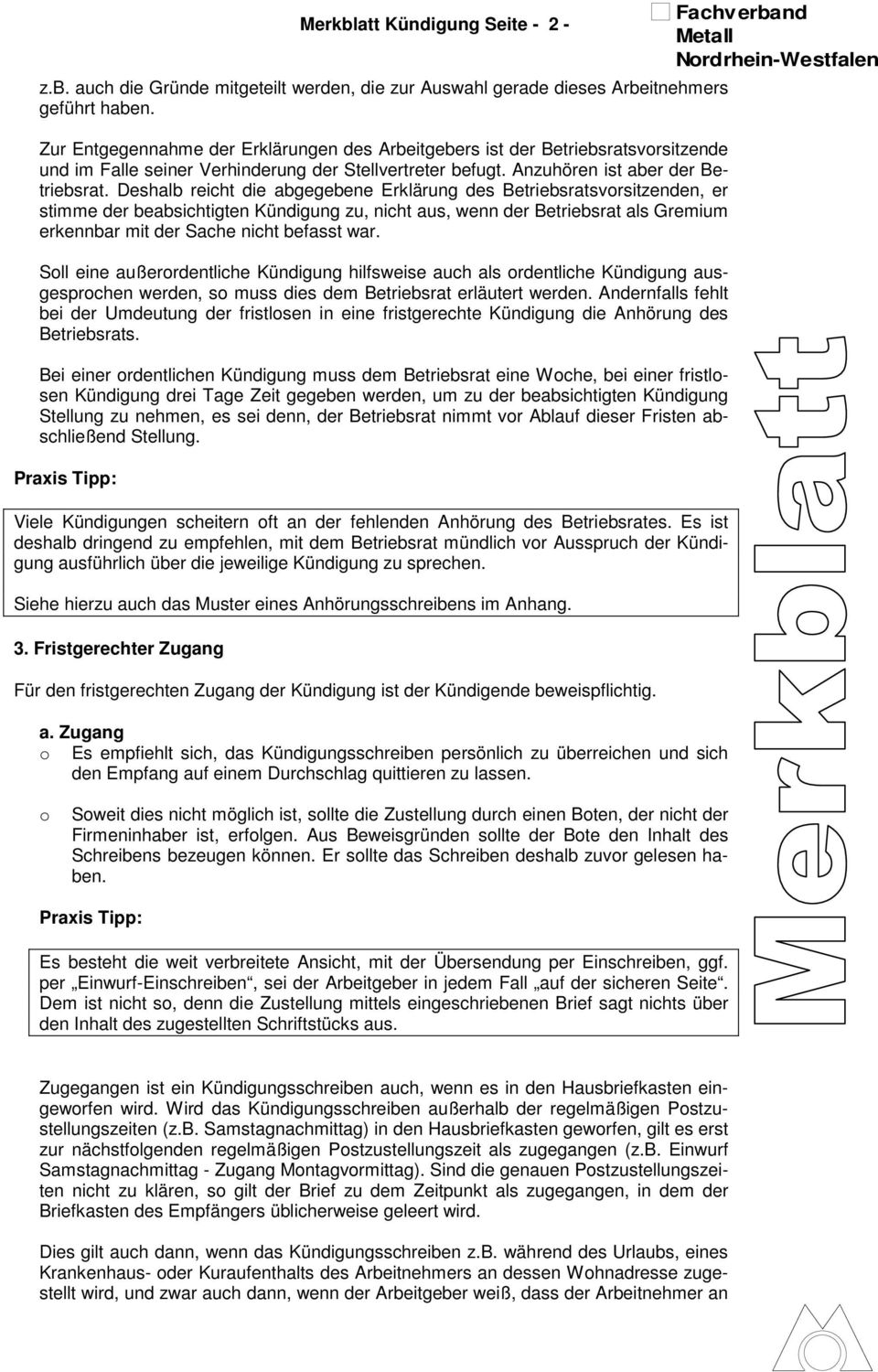 Merkblätter Des Fachverbandes Metall Nordrhein Westfalen Fvm