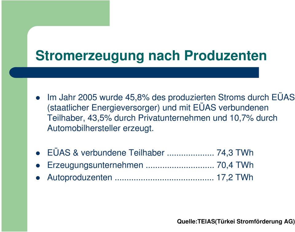 Privatunternehmen und 10,7% durch Automobilhersteller erzeugt. EÜAS & verbundene Teilhaber.