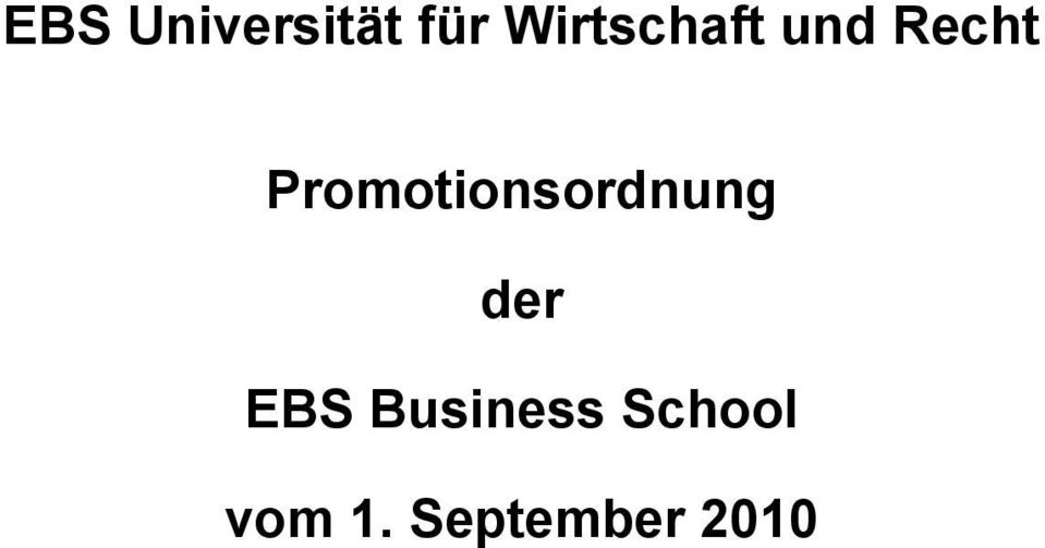Promotionsordnung der EBS