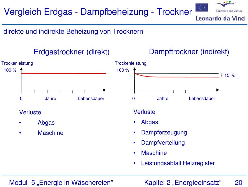 Dampftrockner (indirekt) 15 % 0 Jahre Lebensdauer 0 Jahre Lebensdauer Verluste Abgas