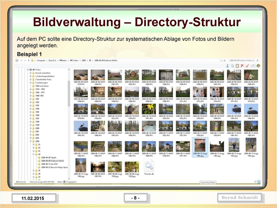 systematischen Ablage von Fotos und