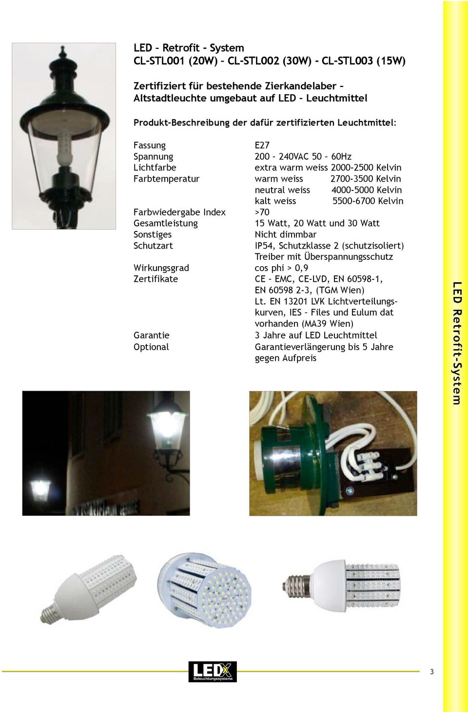 Lichtfarbe 15 Watt, 20 Watt und 30 Watt IP54, Schutzklasse 2