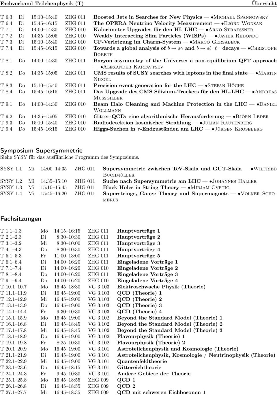 3 Di 15:10 15:40 ZHG 010 CP-Verletzung im Charm-System Marco Gersabeck T 7.4 Di 15:45 16:15 ZHG 010 Towards a global analysis of b sγ and b sl + l decays Christoph Bobeth T 8.