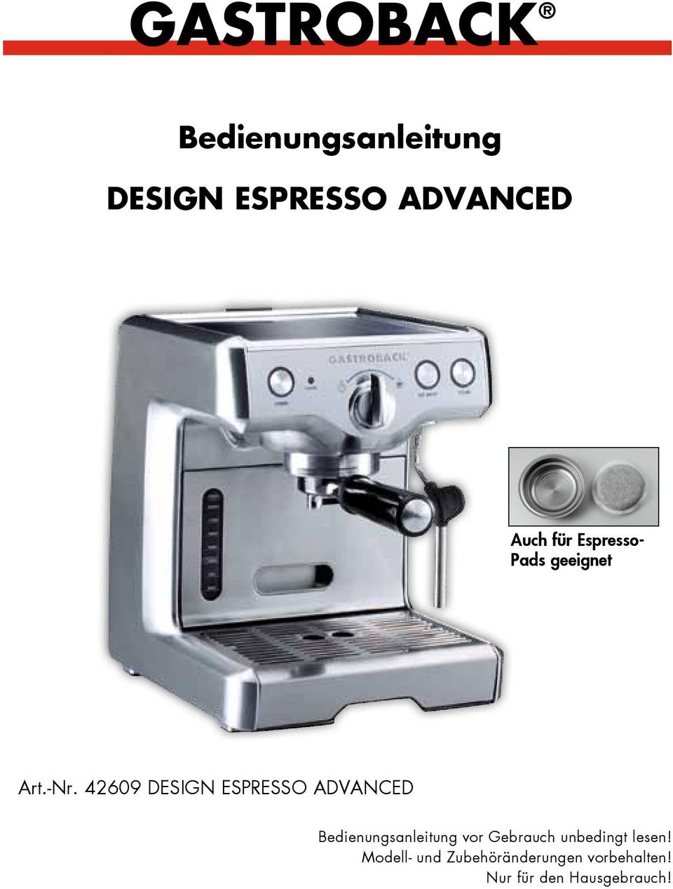 42609 Design Espresso Advanced Bedienungsanleitung vor