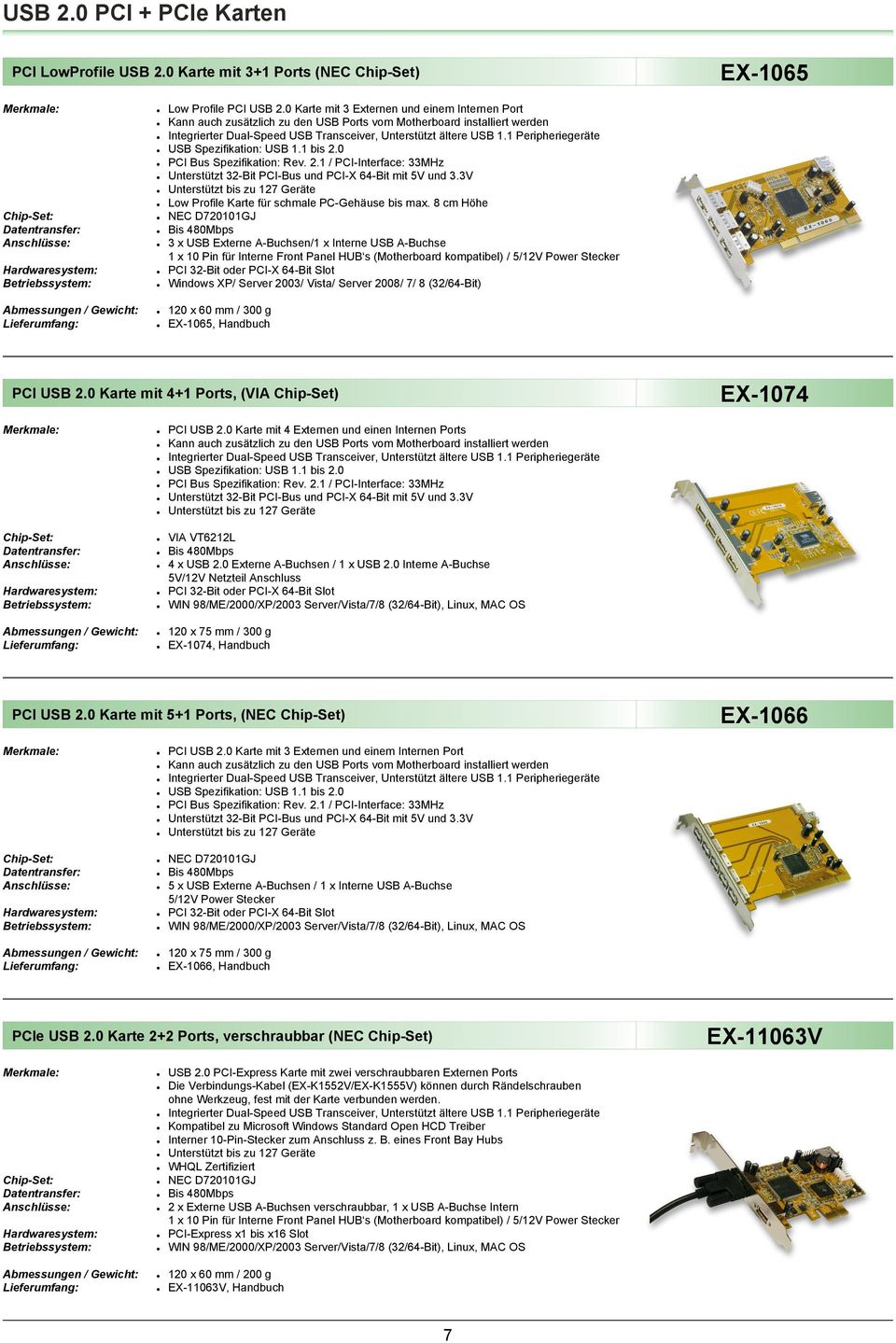 1 Peripheriegeräte USB Spezifikation: USB 1.1 bis 2.0 PCI Bus Spezifikation: Rev. 2.1 / PCI-Interface: 33MHz Unterstützt 32-Bit PCI-Bus und PCI-X 64-Bit mit 5V und 3.
