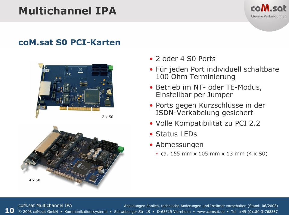 gesichert Volle Kompatibilität zu PCI 2.2 Status LEDs Abmessungen ca.