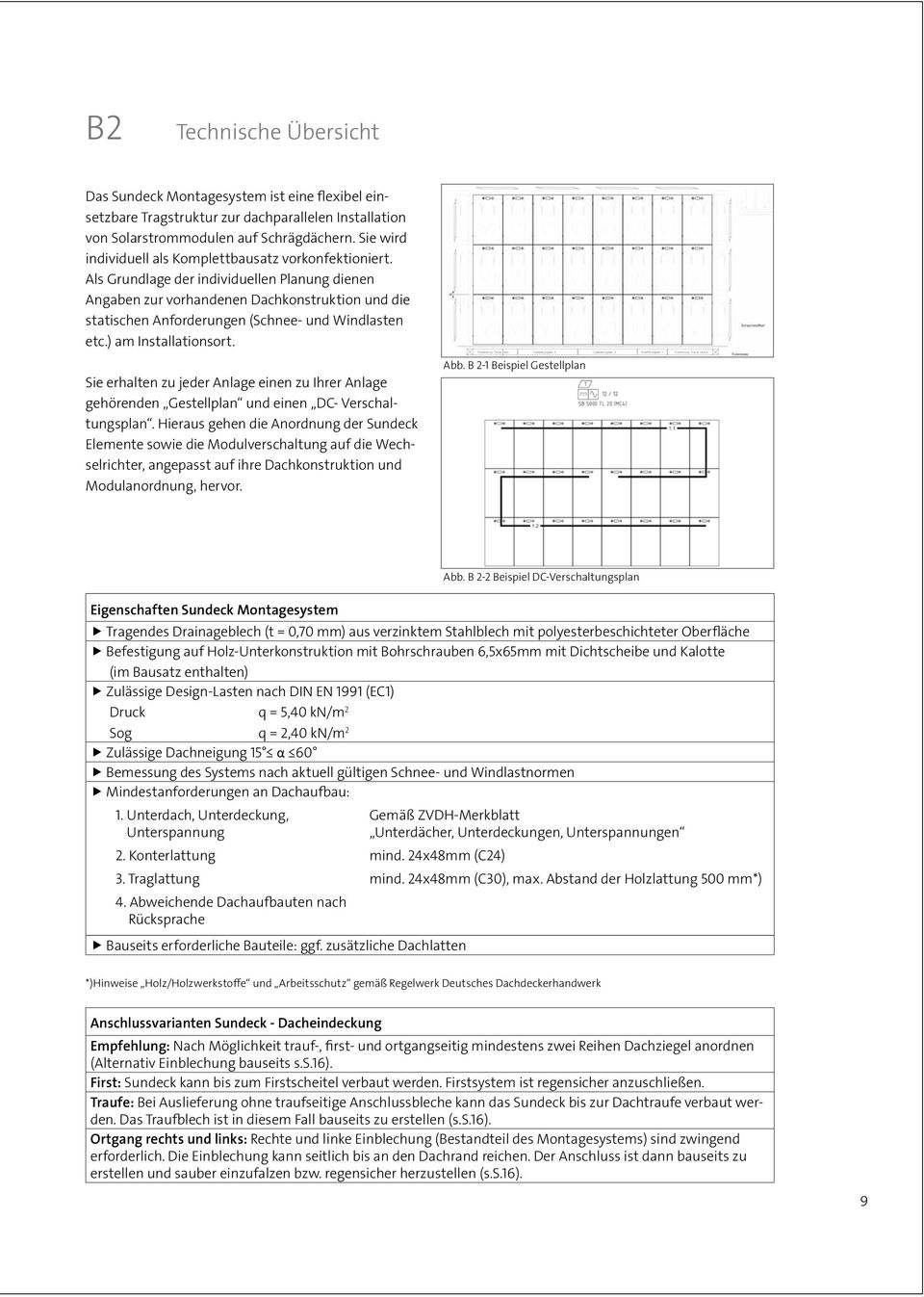 Als Grundlage der individuellen Planung dienen Angaben zur vorhandenen Dachkonstruktion und die statischen Anforderungen (Schnee- und Windlasten etc.) am Installationsort.