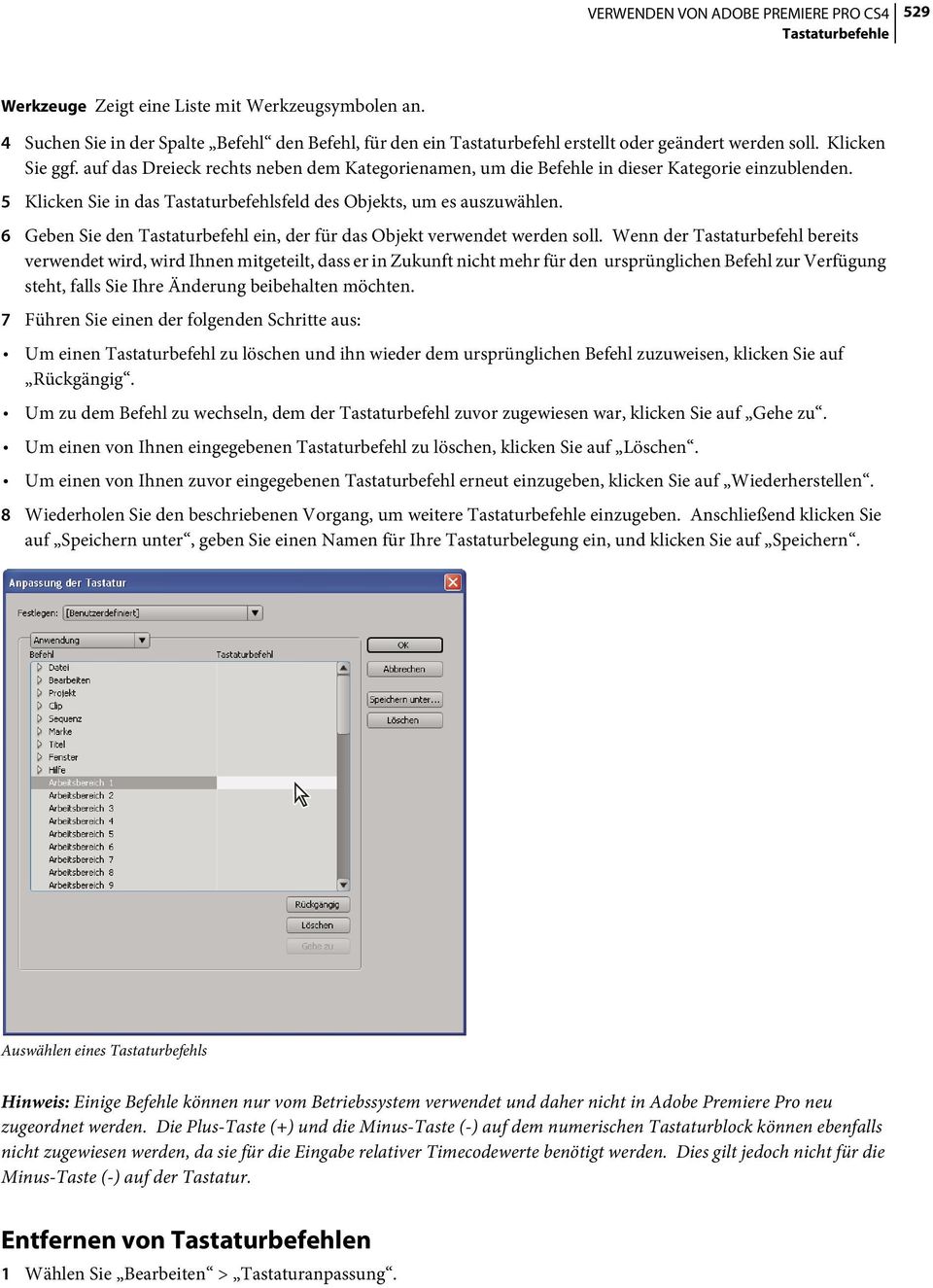 6 Geben Sie den Tastaturbefehl ein, der für das Objekt verwendet werden soll.