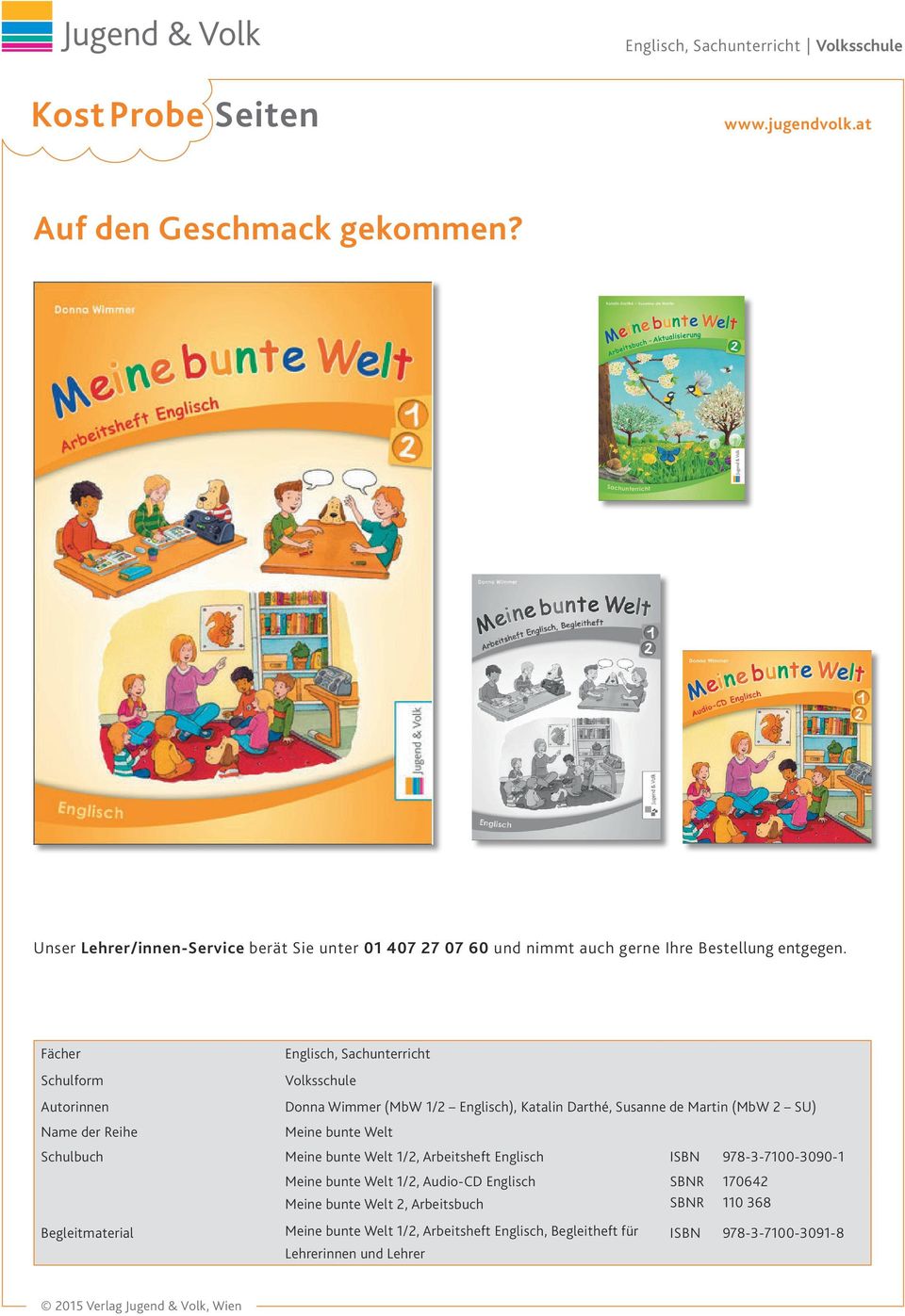 Volksschule Donna Wimmer (MbW 1/2 Englisch), Katalin Darthé, Susanne de Martin (MbW 2 SU) Meine bunte Welt Schulbuch Meine bunte Welt 1/2, Arbeitsheft Englisch ISBN