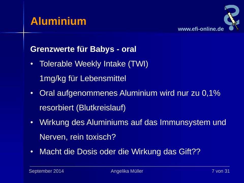 (Blutkreislauf) Wirkung des Aluminiums auf das Immunsystem und Nerven, rein