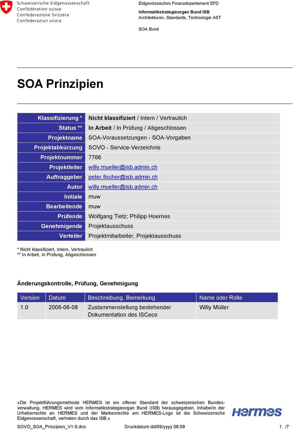 SOA-Vorgaben - Service-Verzeichnis willy.mueller@isb.admin.