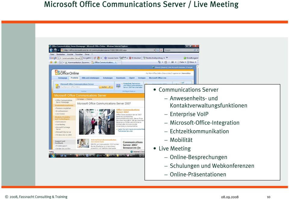 Microsoft-Office-Integration Echtzeitkommunikation Mobilität Live