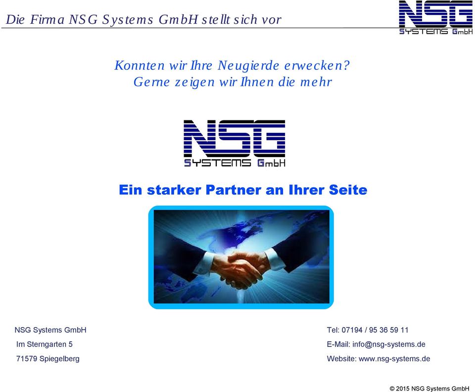 Ihrer Seite NSG Systems GmbH Im Sterngarten 5 71579