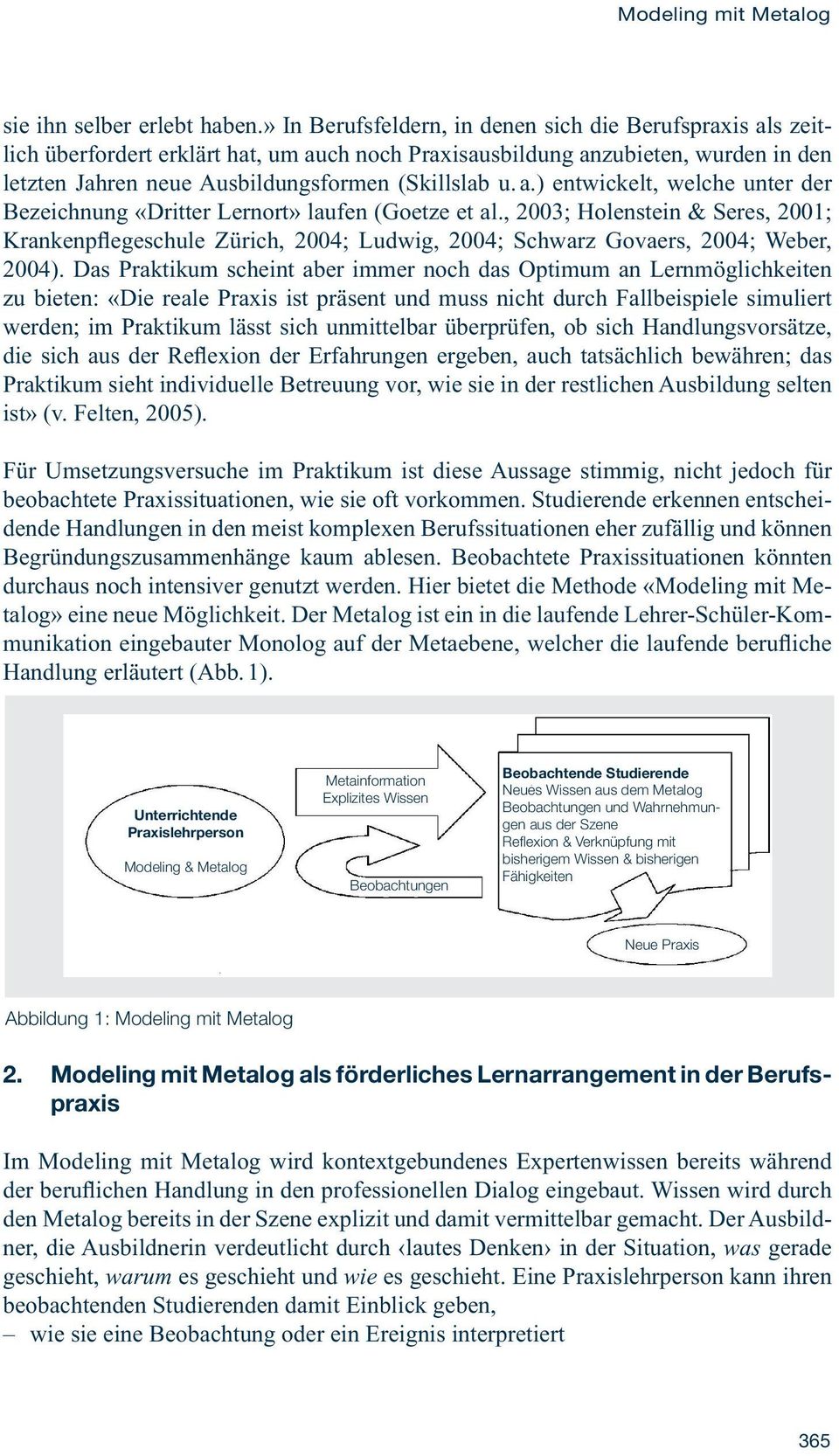 , 2003; Holenstein & Seres, 2001; Krankenpflegeschule Zürich, 2004; Ludwig, 2004; Schwarz Govaers, 2004; Weber, 2004).