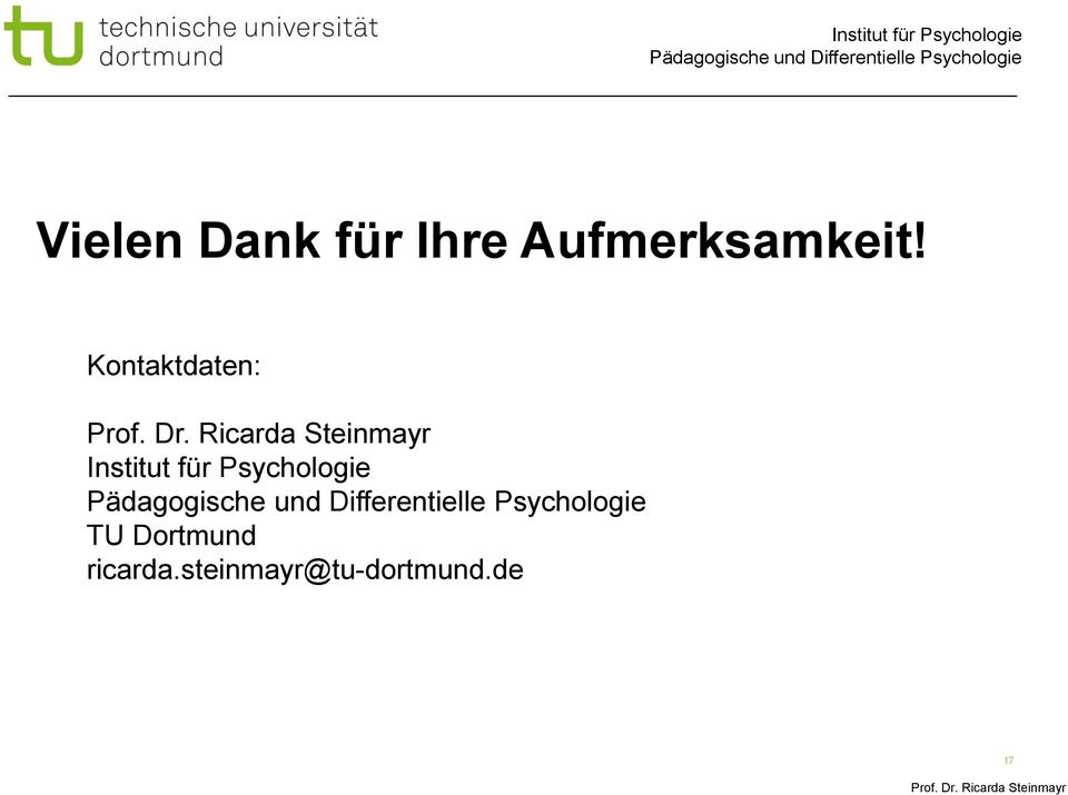 Ricarda Steinmayr Institut für Psychologie