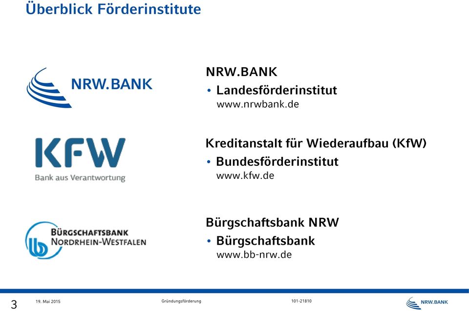 de Kreditanstalt für Wiederaufbau (KfW)