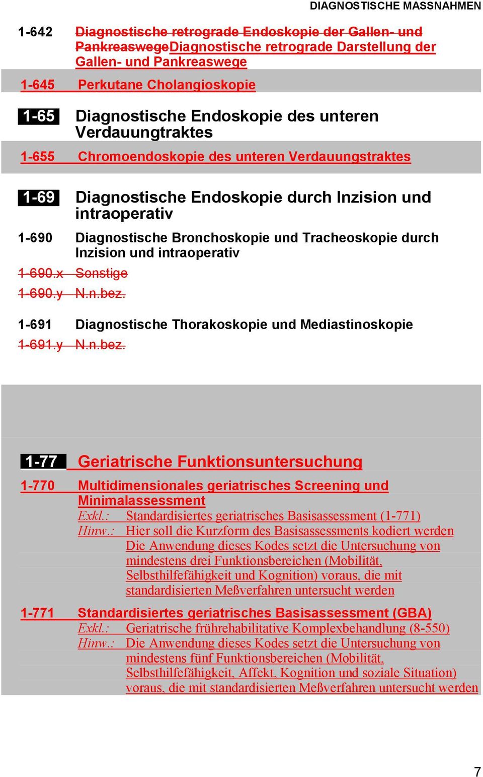 Bronchoskopie und Tracheoskopie durch Inzision und intraoperativ 1-690. 1-690. 1-691 Diagnostische Thorakoskopie und Mediastinoskopie 1-691.
