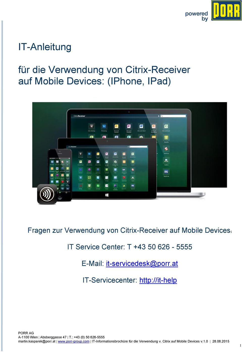 Citrix-Receiver auf Mobile Devices: IT Service Center: T +43
