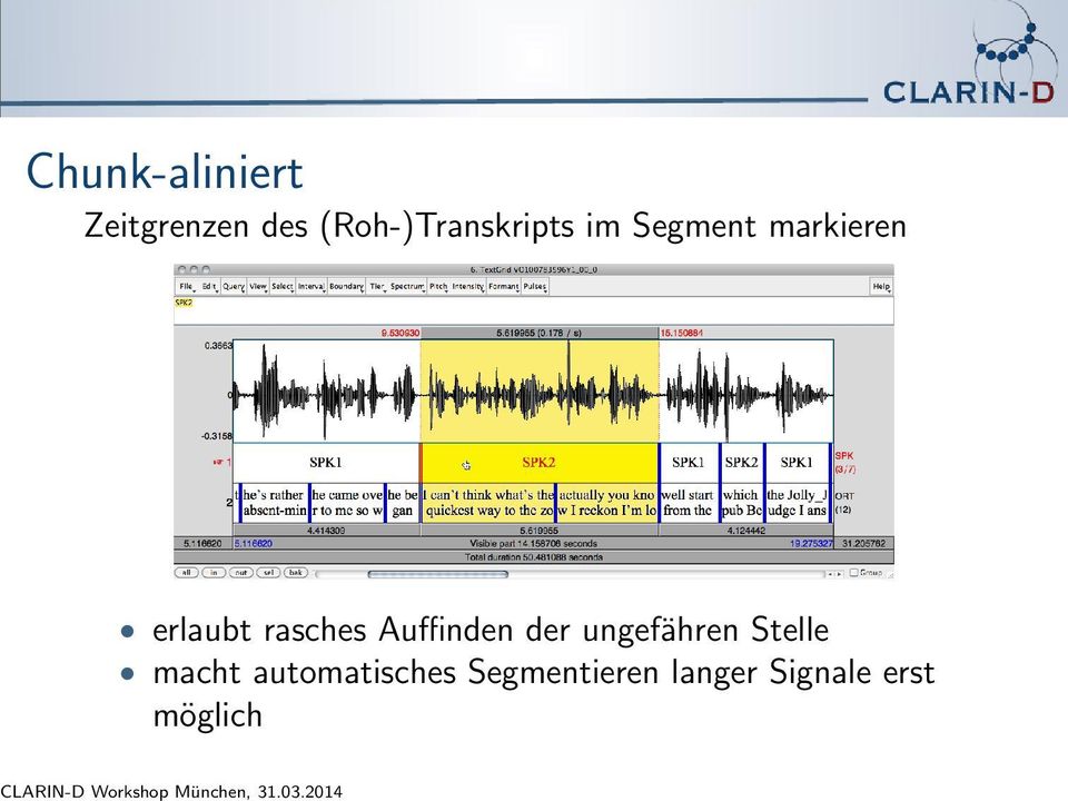 im Segment markieren erlaubt rasches Auffinden der