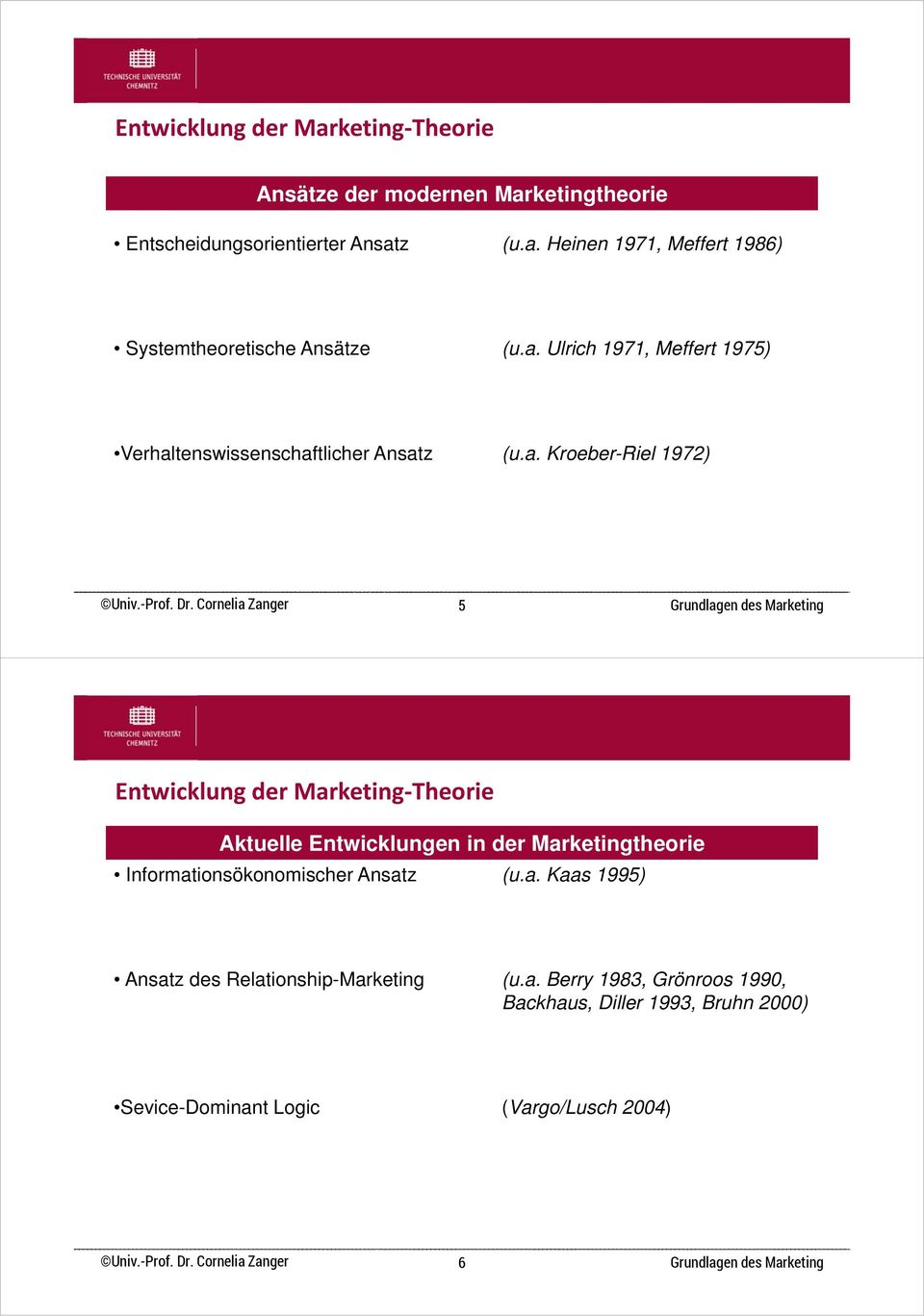 Aktuelle Entwicklungen in der Marketingtheorie Informationsökonomischer Ansatz (u.a. Kaas 1995) Ansatz des Relationship-Marketing (u.