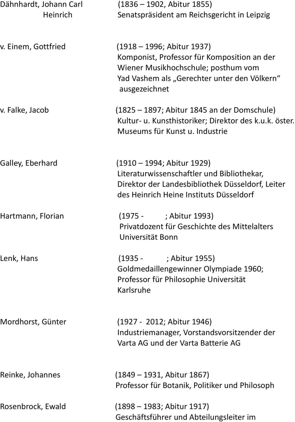 Falke, Jacob (1825 1897; Abitur 1845 an der Domschule) Kultur- u. Kunsthistoriker; Direktor des k.u.k. öster. Museums für Kunst u.