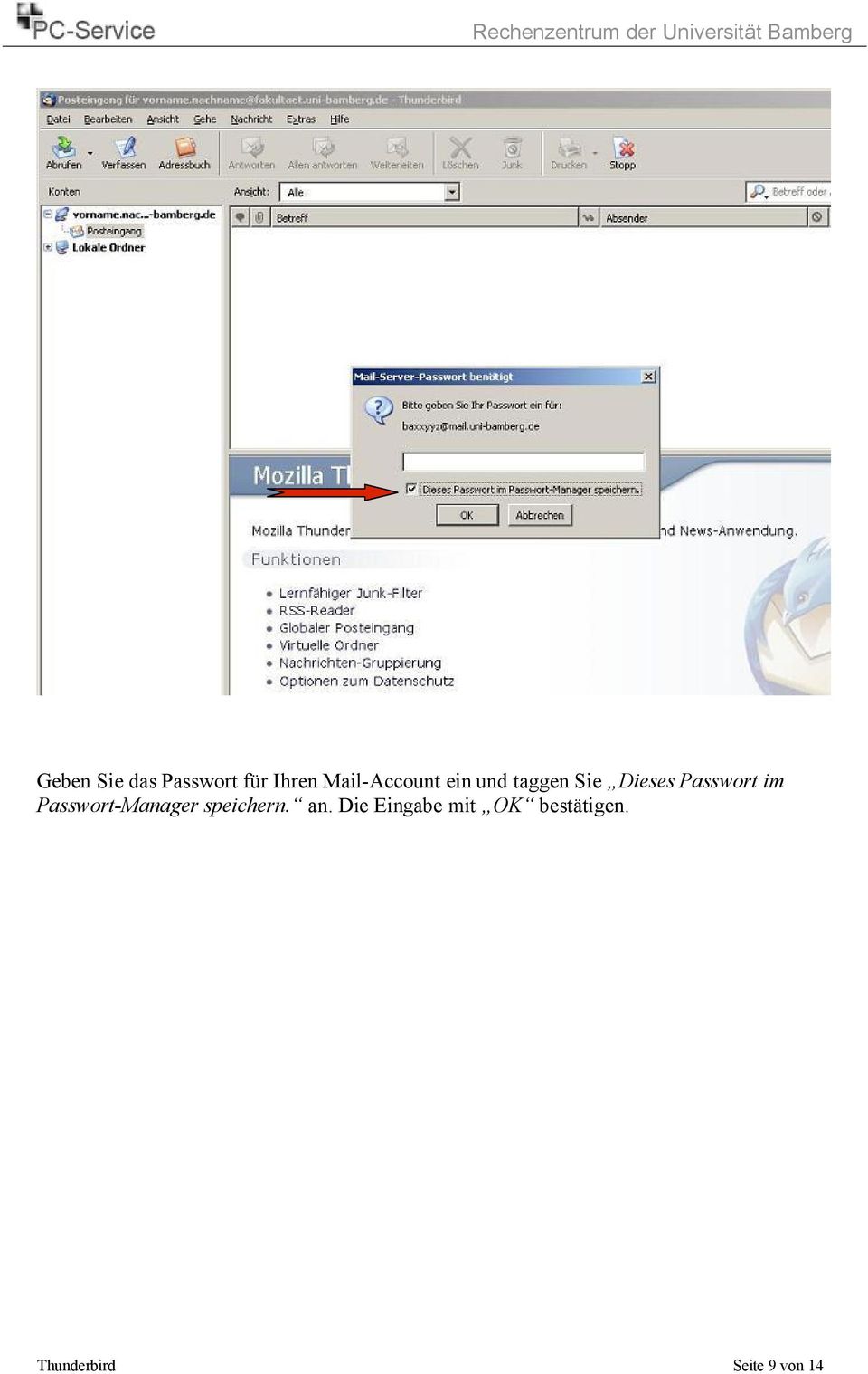 Passwort im Passwort-Manager speichern. an.