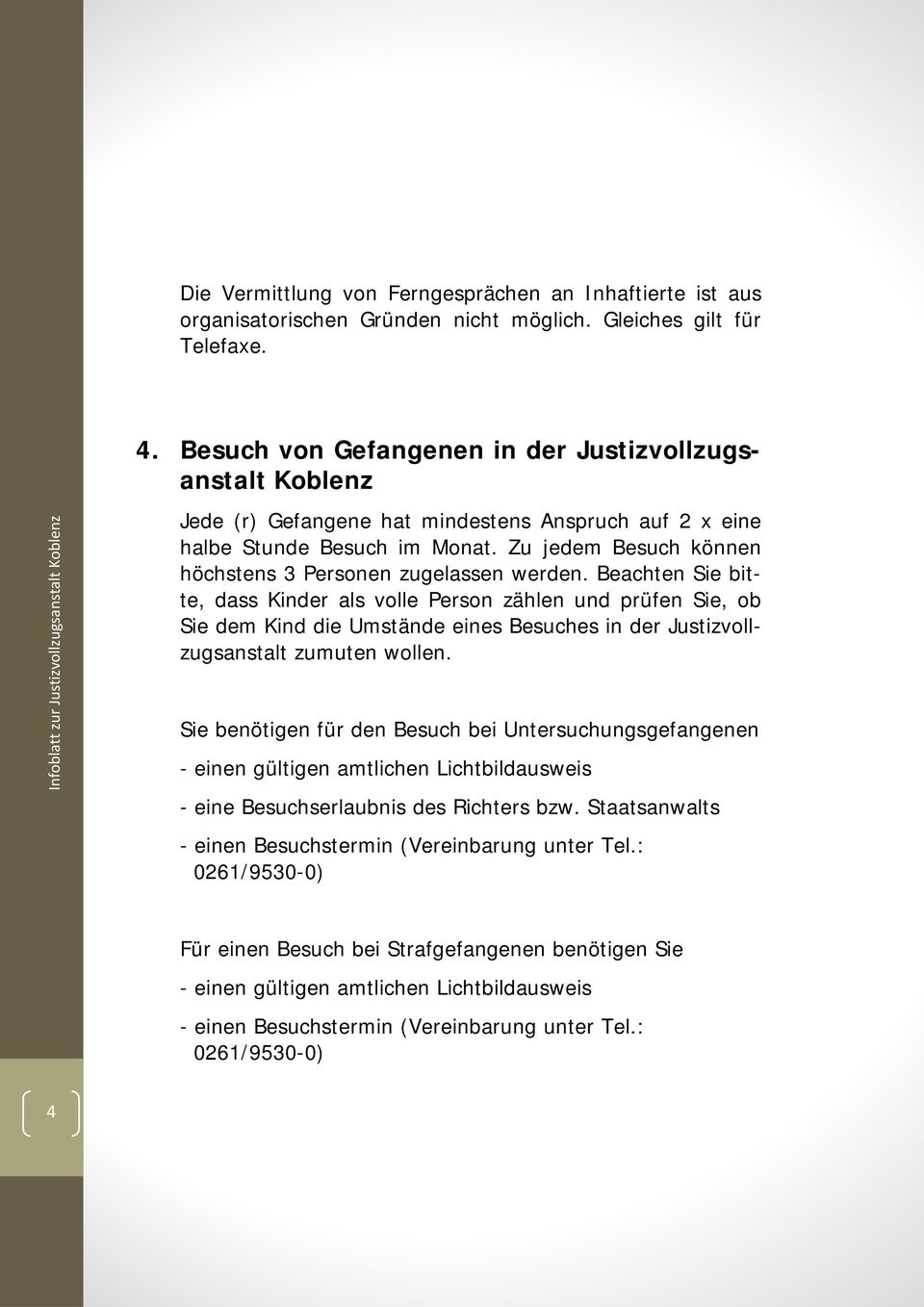 Infoblatt Zur Justizvollzugsanstalt Koblenz Pdf Free Download