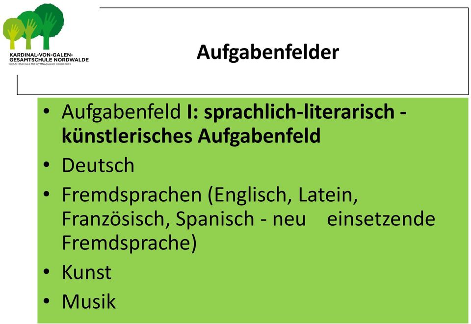 Aufgabenfeld Deutsch Fremdsprachen (Englisch,