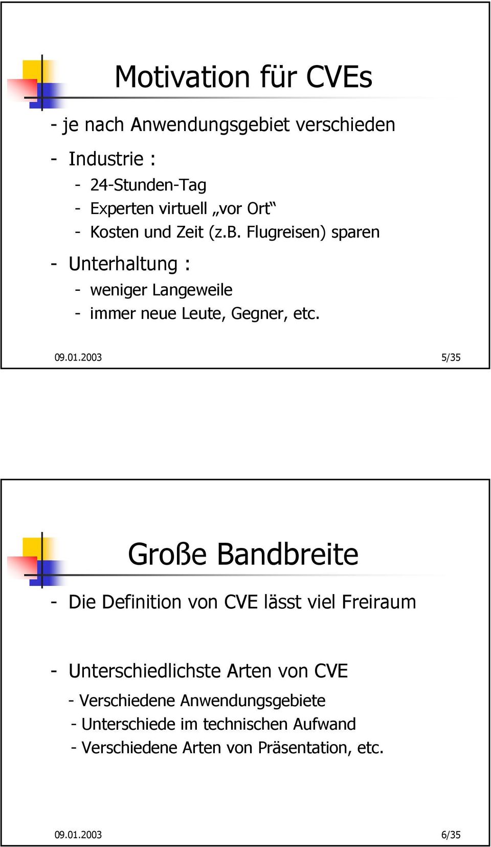 01.2003 5/35 Große Bandbreite - Die Definition von CVE lässt viel Freiraum - Unterschiedlichste Arten von CVE -